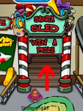 Stairs to get to Santa suit