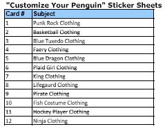 Club Penguin Card-Jitsu Sticker Sheets Cards List